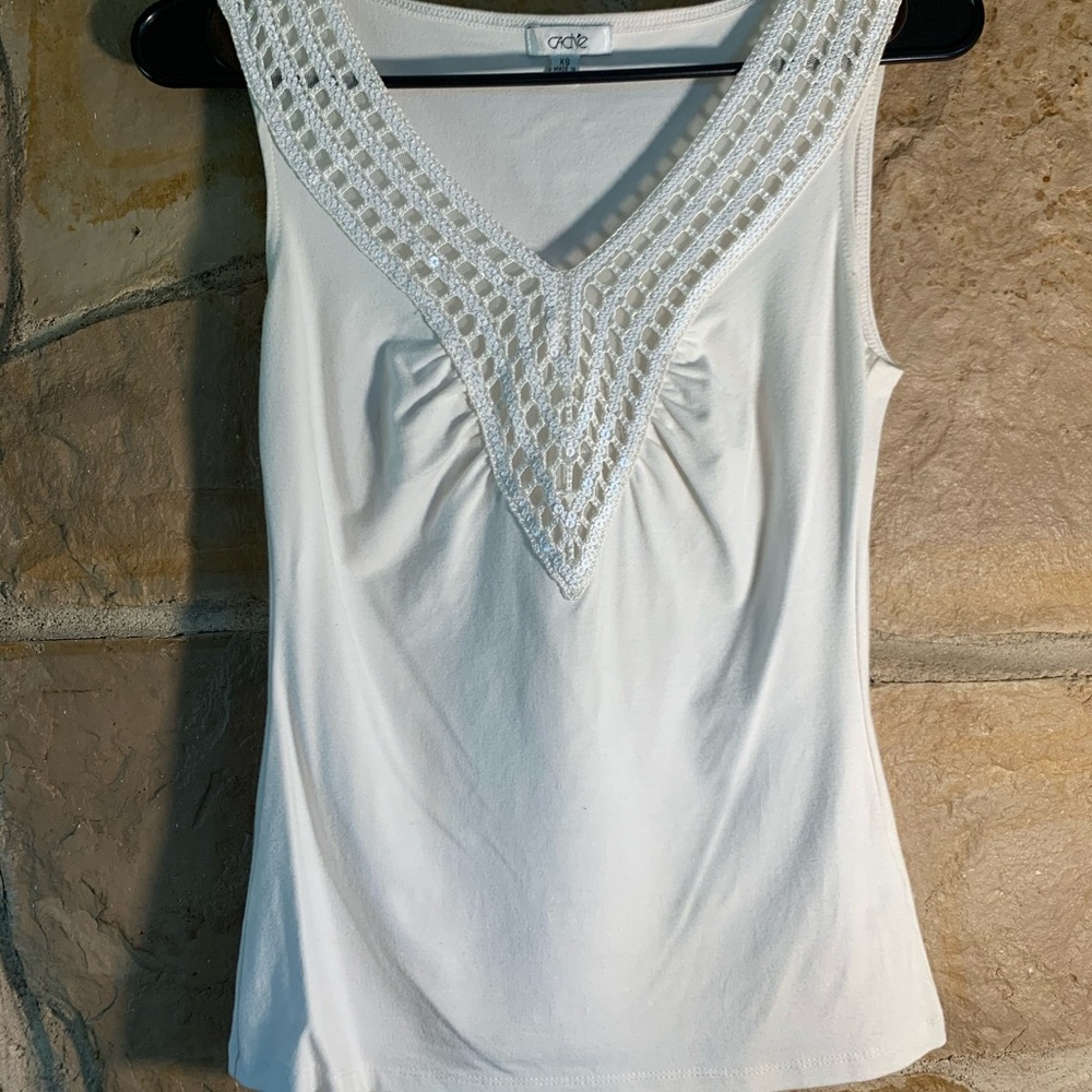 Cache white dressy blouse